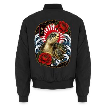 Schildkröte im japanischen Irezumi Stil - Unisex Bomberjacke - Schwarz - Hinten - AI Model Male 185 light (185cm)