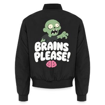 Brains Please – Lustiger Zombie mit Gehirn - Unisex Bomberjacke - Schwarz - Hinten - AI Model Male 185 light (185cm)