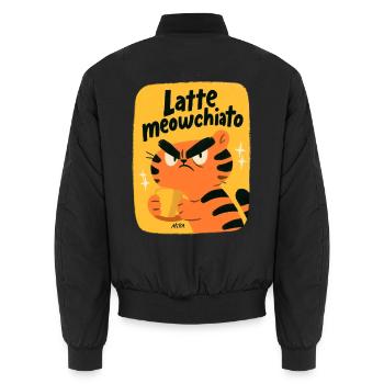 Latte meowchiato - Unisex Bomberjacke - Schwarz - Hinten - AI Model Male 185 light (185cm)