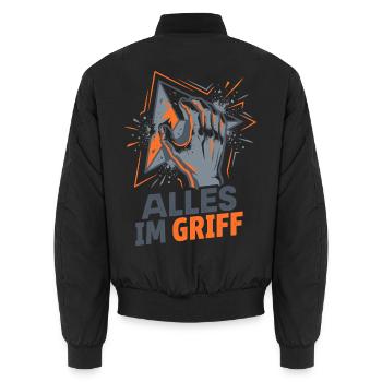 Bouldern & Klettern - Alles im Griff Spruch - Unisex Bomberjacke - Schwarz - Hinten - AI Model Male 185 light (185cm)