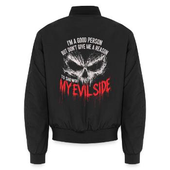 my evil side... - Unisex Bomberjacke - Schwarz - Hinten - AI Model Male 185 light (185cm)