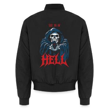 See ya in hell - Unisex Bomberjacke - Schwarz - Hinten - AI Model Male 185 light (185cm)