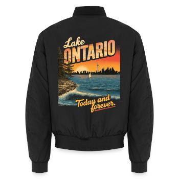 Lake Ontario - Unisex Bomberjacke - Schwarz - Hinten - AI Model Male 185 light (185cm)