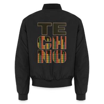 Techno - Unisex Bomberjacke - Schwarz - Hinten - AI Model Male 185 light (185cm)