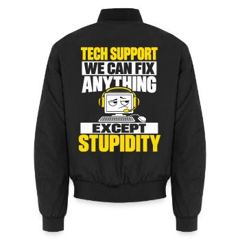 IT Support Humor - Alles lösbar außer Dummheit - Unisex Bomberjacke - Schwarz - Hinten - AI Model Male 185 light (185cm)
