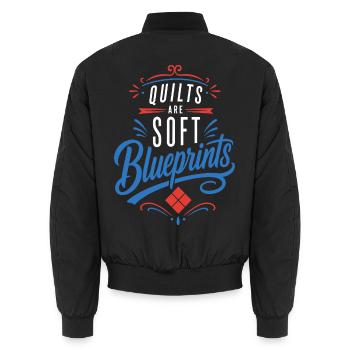 Quilten – Quilts Are Soft Blueprints - Unisex Bomberjacke - Schwarz - Hinten - AI Model Male 185 light (185cm)