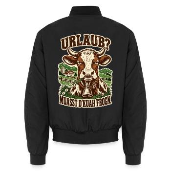 Urlaub Muasst d Kuah frogn - Unisex Bomberjacke - Schwarz - Hinten - AI Model Male 185 light (185cm)
