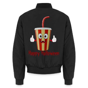 Frohen Halloween-Cola-Becher - Unisex Bomberjacke - Schwarz - Hinten - AI Model Male 185 light (185cm)
