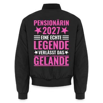 Pensionärin 2027 Legende verlässt Gelände - Unisex Bomberjacke - Schwarz - Hinten - AI Model Male 185 light (185cm)