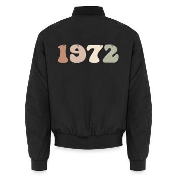 1972 - Unisex Bomberjacke - Schwarz - Hinten - AI Model Male 185 light (185cm)