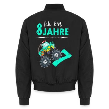 Ich bin 8 Jahre - Unisex Bomberjacke - Schwarz - Hinten - AI Model Male 185 light (185cm)
