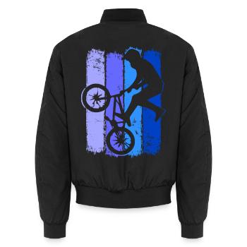 | rétro Bmx Bmx Bike Rider Bleu | Vélo Bmx - Bomber unisexe - noir - Dos - AI Model Male 185 light (185cm)