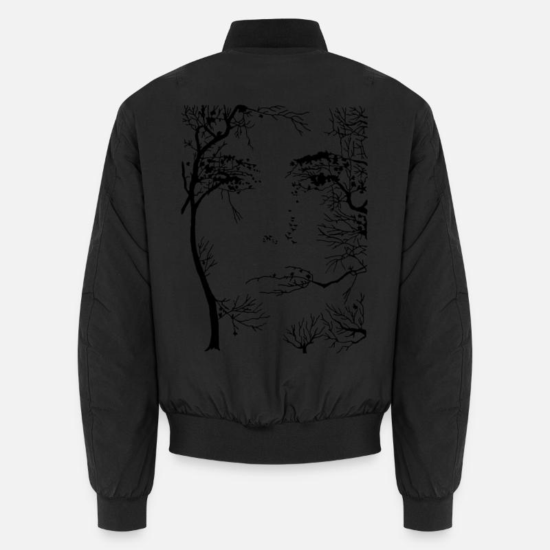 Gesicht des Waldes (schwarz) Unisex Bomberjacke