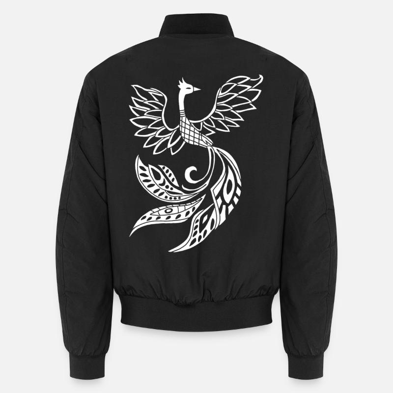 White phoenix bird - Unisex Bomber Jacket - black