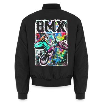 Retro Bmx Bike Rider - Freestyle Bmx Bike - Bomber unisexe - noir - Dos - AI Model Male 185 light (185cm)