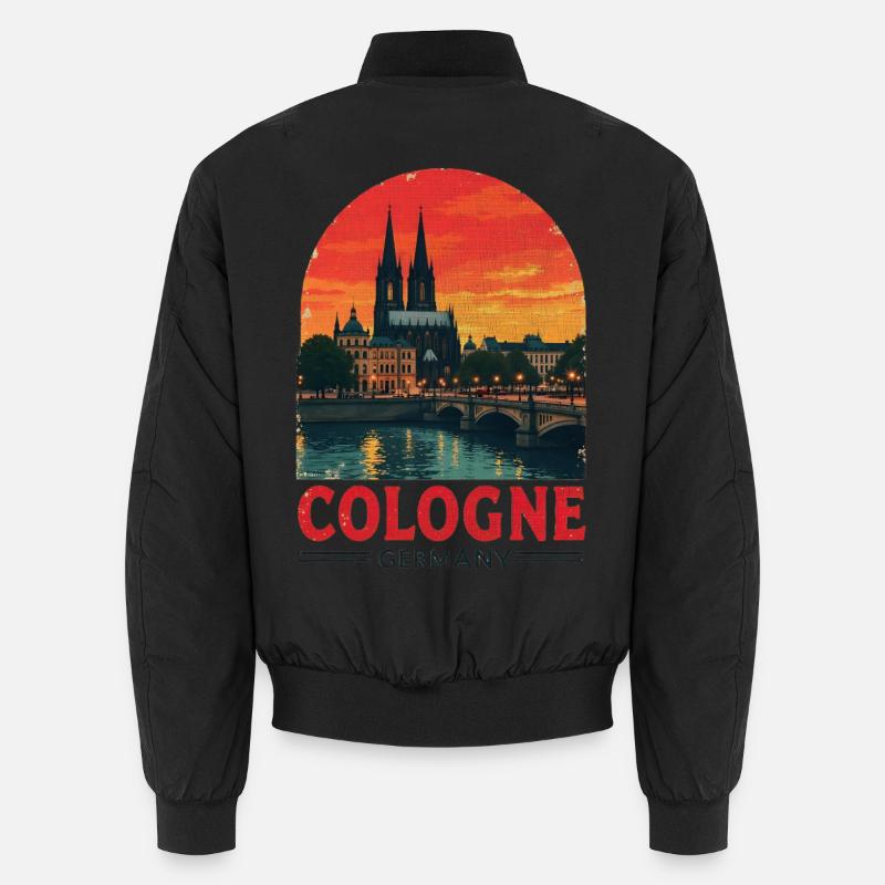 Cologne Germany – Cityscape Design - Unisex Bomber Jacket - black
