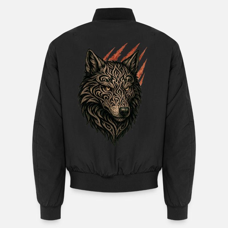Intricate Tribal Wolf Portrait Unisex Bomber Jacket