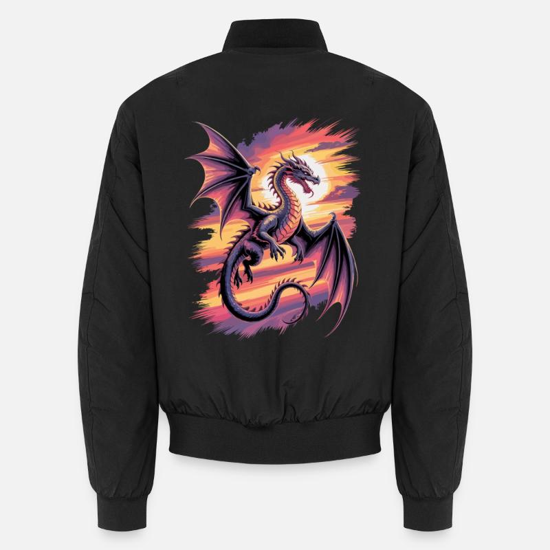 Fantasy dragon at sunset Unisex Bomber Jacket