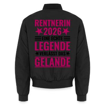 Rentnerin 2026 Eine Legende verlässt das Gelände - Unisex Bomberjacke - Schwarz - Hinten - AI Model Male 185 light (185cm)