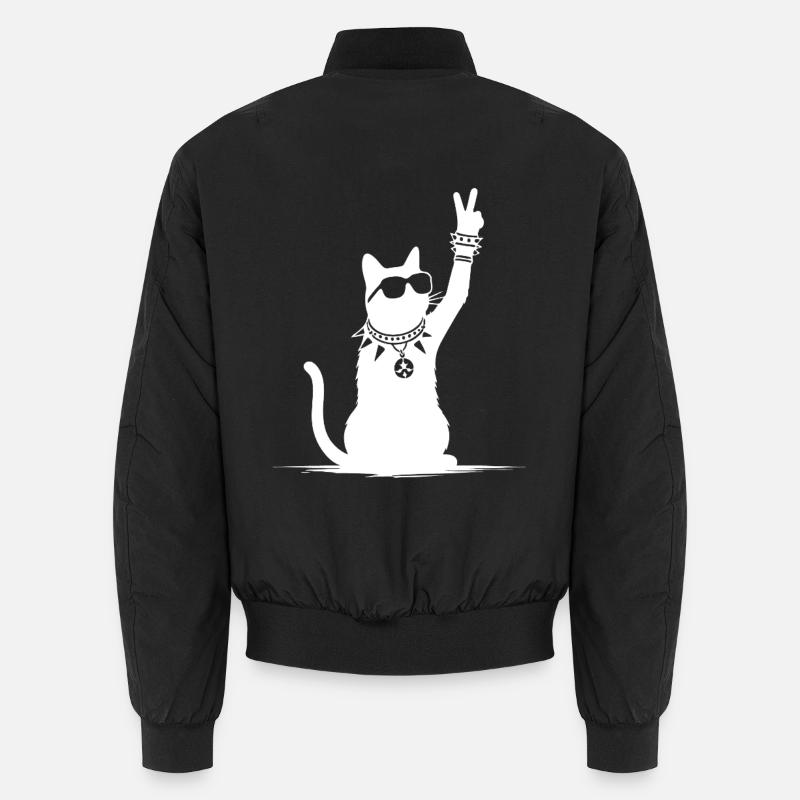 Rocker Katze Design – Cool & Laut Unisex Bomberjacke