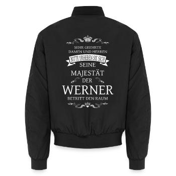 Sa Majesté Werner entre dans la pièce - Bomber unisexe - noir - Dos - AI Model Male 185 light (185cm)
