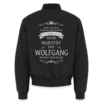 Sa Majesté Wolfgang entre dans la pièce - Bomber unisexe - noir - Dos - AI Model Male 185 light (185cm)