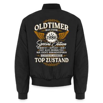 Cadeau d’anniversaire vintage 1986 pour le 40e anniversaire - Bomber unisexe - noir - Dos - AI Model Male 185 light (185cm)