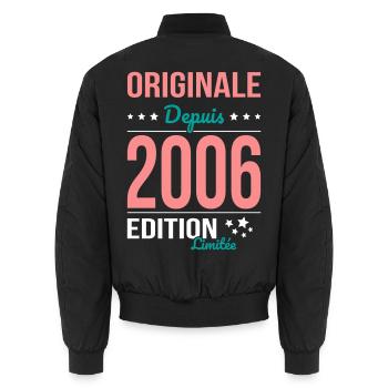 Originale depuis 2006 – Anniversaire 20 ans - Bomber unisexe - noir - Dos - AI Model Male 185 light (185cm)