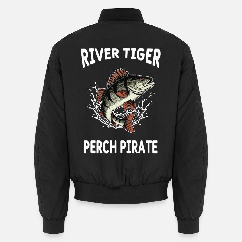 Fishing Perch River Tiger - Unisex Bomber Jacket - black