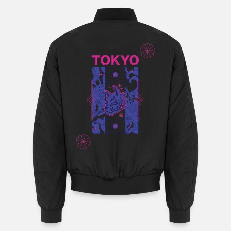 Tokyo Neon Kitsune-Design - Unisex Bomberjacke - Schwarz