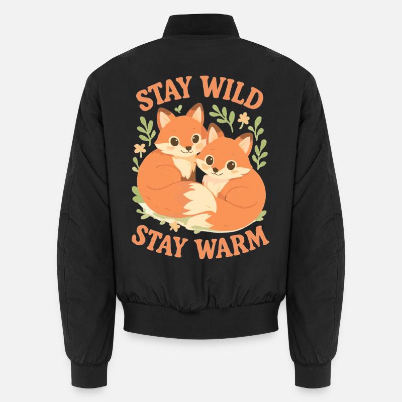 Douces renards dans la forêt – Restez Sauvages, Au Chaud Bomber unisexe