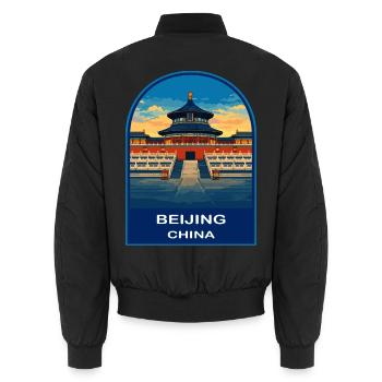 Beijing China Temple of Heaven Retro Reiseabzeichen - Unisex Bomberjacke - Schwarz - Hinten - AI Model Male 185 light (185cm)