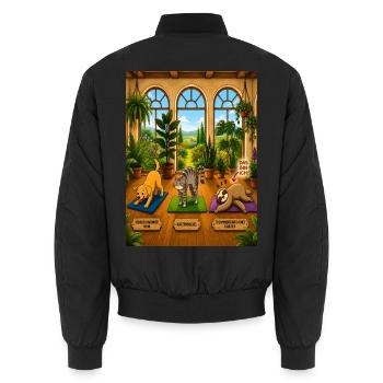 Zusammengebrochenes Faultier – Lustiges Yoga Shirt - Unisex Bomberjacke - Schwarz - Hinten - AI Model Male 185 light (185cm)
