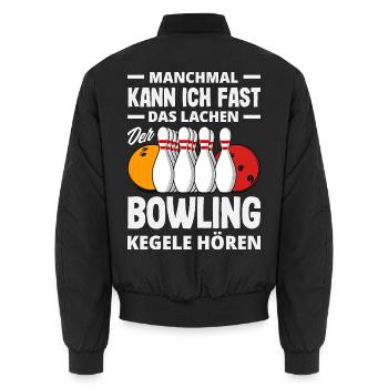 Bowling Kegeln Lustiger Spruch - Unisex Bomberjacke - Schwarz - Hinten - AI Model Male 185 light (185cm)