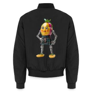 Robot Fruit du Dragon écossais mignon en Kilt - Bomber unisexe - noir - Dos - AI Model Male 185 light (185cm)