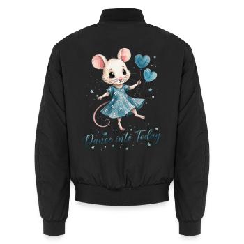 Souris dansante avec des ballons en forme de cœur - Bomber unisexe - noir - Dos - AI Model Male 185 light (185cm)