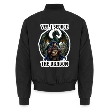 Yes I Seduce The Dragon Bard RPG Art - Bomber unisexe - noir - Dos - AI Model Male 185 light (185cm)