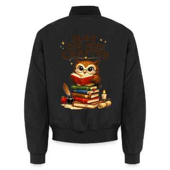 One more chapter - Unisex Bomber Jacket - black - Back - AI Model Male 185 light (185cm)