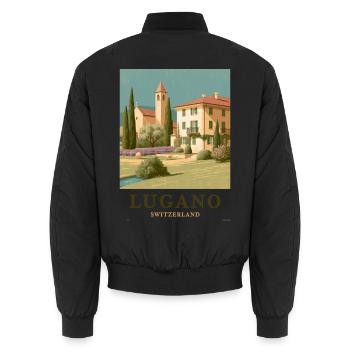 Lugano Villa Panorama - Unisex Bomber Jacket - black - Back - AI Model Male 185 light (185cm)