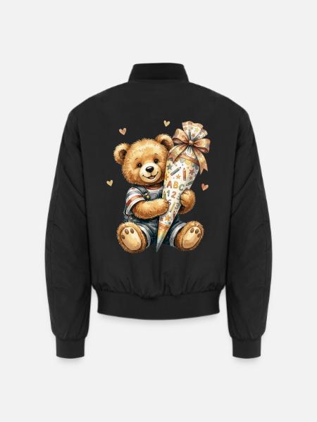 Teddybär mit Schultüte zur Einschulung - Unisex Bomberjacke - Schwarz