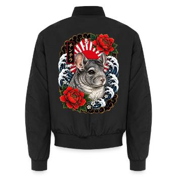 Chinchilla im japanischen Irezumi Tattoo Stil - Unisex Bomberjacke - Schwarz - Hinten - AI Model Male 185 light (185cm)