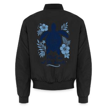 Meet me at the Beach – Schildkröte im Mandala-Stil - Unisex Bomberjacke - Schwarz - Hinten - AI Model Male 185 light (185cm)