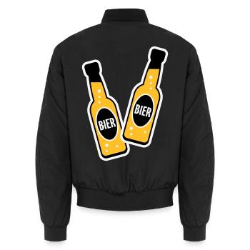2 Bierflaschen Stoßen An (Bier Biertrinker NEG 3C) - Unisex Bomberjacke - Schwarz - Hinten - AI Model Male 185 light (185cm)