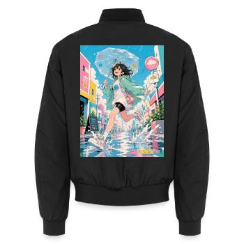 Bonne journée pluvieuse en couleurs pastel - Bomber unisexe - noir - Dos - AI Model Male 185 light (185cm)