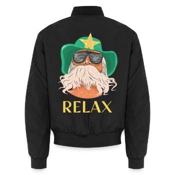 BEARDED RELAX WESTERN STAR - Unisex Bomberjacke - Schwarz - Hinten - AI Model Male 185 light (185cm)