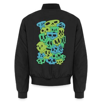 Skulls (Greens, transparente Augen) - Unisex Bomberjacke - Schwarz - Hinten - AI Model Male 185 light (185cm)