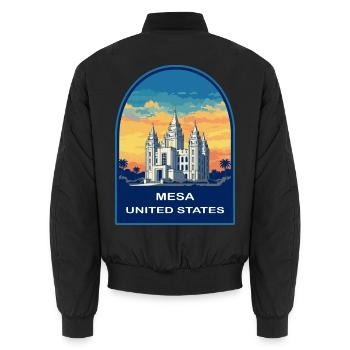 Mesa Arizona USA Tempel Reiseabzeichen Sonnenuntergang - Unisex Bomberjacke - Schwarz - Hinten - AI Model Male 185 light (185cm)