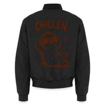 Chillen-Sloth mit Sonnenbrille - Unisex Bomberjacke - Schwarz - Hinten - AI Model Male 185 light (185cm)