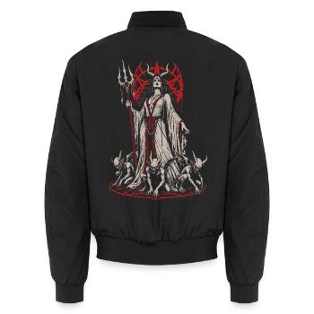Karmesinrote Priesterin mit dämonischen Akolythen - Unisex Bomberjacke - Schwarz - Hinten - AI Model Male 185 light (185cm)
