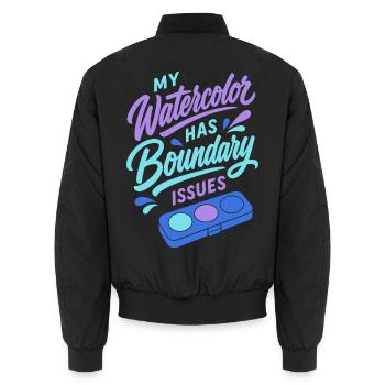 My Watercolor Has Boundary Issues - Unisex Bomberjacke - Schwarz - Hinten - AI Model Male 185 light (185cm)